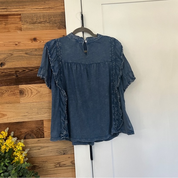 Free People Le Femme Ruffle Top Medium - Picture 7 of 7